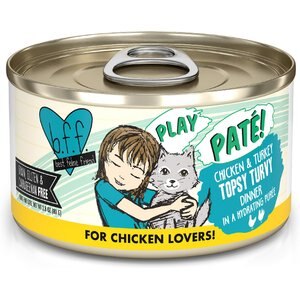 BFF Play Pate Lovers Chicken & Turkey Topsy Turvy Wet Cat Food, 2.8-oz can, pack of 12
