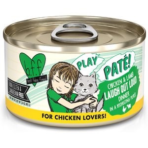 BFF Play Pate Lovers Chicken & Lamb Laugh Out Loud Wet Cat Food, 2.8-oz can, pack of 12