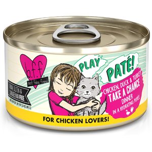 BFF Play Pate Lovers Chicken, Duck & Turkey Take a Chance Wet Cat Food, 2.8-oz can, pack of 12