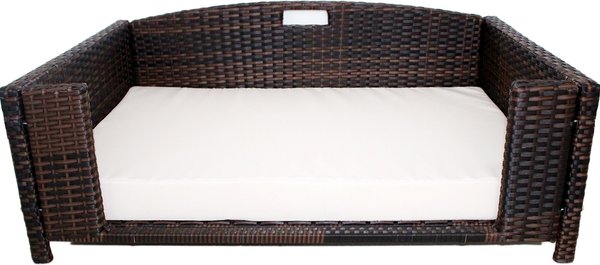 Iconic Pet Rattan Rectangular Sofa Cat & Dog Bed w/Removable Cover, Espresso, Medium slide 1 of 5