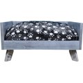 Iconic Pet Sassy Paws Raised Wooden Sofa Cat & Dog Bed w/Removable Cover, Antique Gray, Small