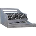 Iconic Pet Sassy Paws Feeder & Wooden Sofa Cat & Dog Bed w/Removable Cover, Antique Gray, Small