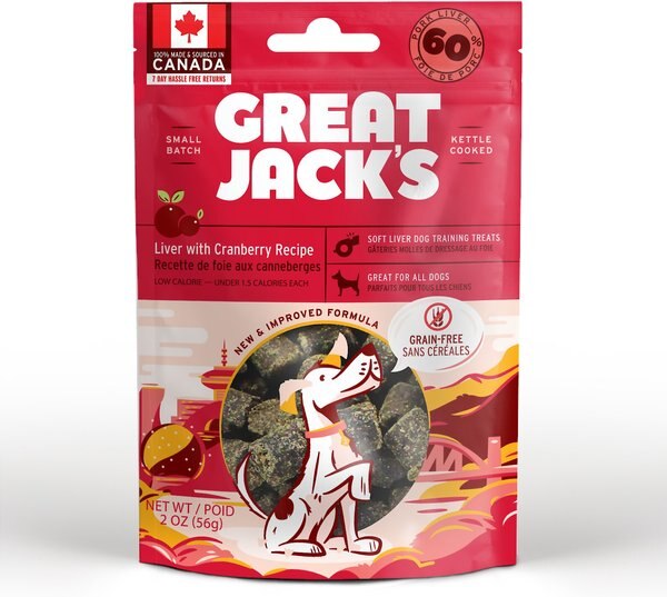 Great Jack's Big Bitz Liver & Cranberry Recipe Grain-Free Dog Treats, 2-oz bag slide 1 of 7