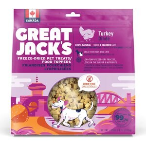 Great Jack's Freeze-Dried Raw Turkey Dog Treats, 14-oz bag