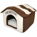 Best Pet Supplies Home Sweet Home Plush Covered Cat & Dog Bed, Brown