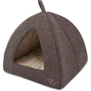 Best Pet Supplies Linen Tent Covered Cat & Dog Bed, Brown, X-Large