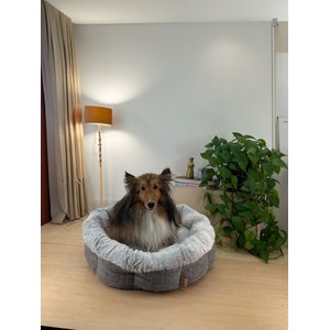Best Pet Supplies Round Bolster Cat & Dog Bed, Light Gray, Large