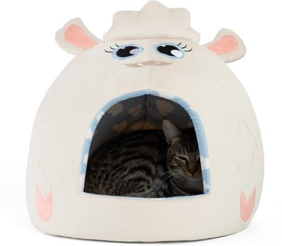 Best Friends by Sheri Novelty Hut Covered Cat & Dog Bed, Lamb, slide 1 of 1