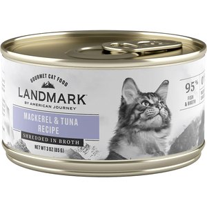 American Journey Landmark Mackerel & Tuna Recipe in Broth Grain-Free Canned Cat Food, 3-oz, case of 12