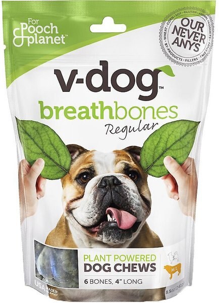 V-Dog Breathbones Rawhide-Free Regular Dental Dog Treats, 6 count slide 1 of 3