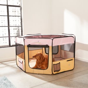 Zampa Pet Folding Soft-sided Dog & Cat Playpen, Pink, Large