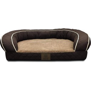 American Kennel Club AKC Quilted Orthopedic Bolster Cat & Dog Bed w/Removable Cover, Brown