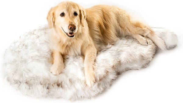 PawBrands PupRug Faux Fur Curve Orthopedic Pillow Dog Bed w/Removable Cover, White, Large/X-Large slide 1 of 9