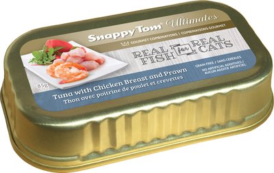 Snappy Tom Ultimates Tuna with Chicken Breast & Prawn Canned Cat Food, 3-oz, case of 12, slide 1 of 1