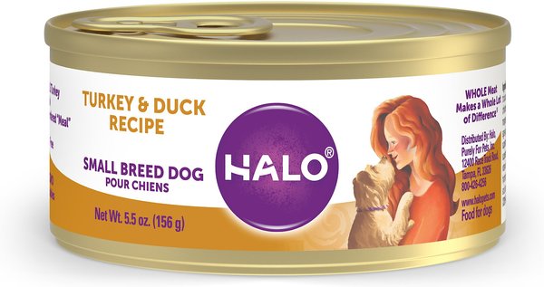 Halo Turkey & Duck Recipe Grain-Free Small Breed Canned Dog Food, 5.5-oz, case of 12 slide 1 of 9