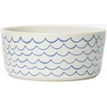 Waggo Sketched Wave Dog & Cat Bowl, White/Blue