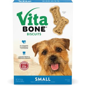 Vita Bone Crunchy Biscuit Dog Treats, 24-oz box, Small