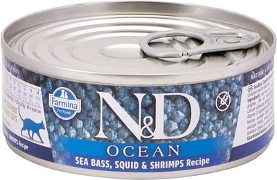 Farmina Natural & Delicious Ocean Sea Bass, Squid & Shrimp Canned Cat Food, slide 1 of 1