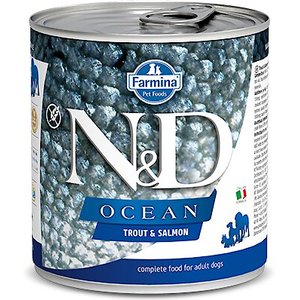 Farmina Natural & Delicious Ocean Trout & Salmon Canned Dog Food, 10.05-oz can, case of 6