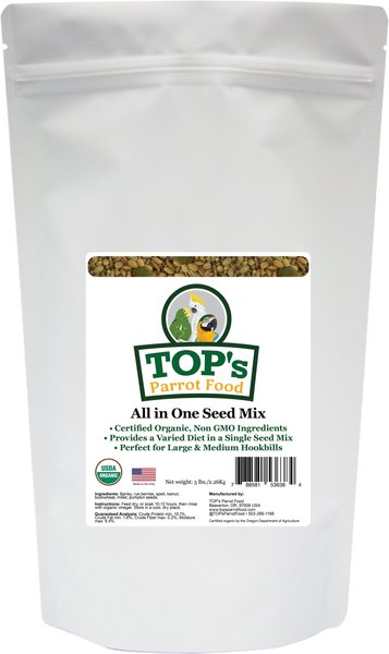 TOP's Parrot Food Organic All in One Seed Mix Bird Food, 5-lb bag slide 1 of 4