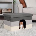 FurHaven House Footstool & Ottoman Dog & Cat Bed, Hygge Stripe, Large
