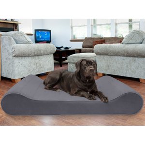 FurHaven Microvelvet Luxe Lounger Memory Foam Dog Bed w/Removable Cover, Gray, Giant