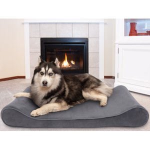 FurHaven Microvelvet Luxe Lounger Cooling Gel Dog Bed w/Removable Cover, Gray, Jumbo