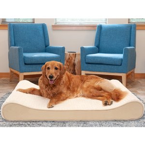 FurHaven Ultra Plush Luxe Lounger Cooling Gel Dog Bed w/Removable Cover, Cream, Jumbo