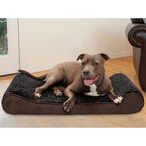 FurHaven Ultra Plush Luxe Lounger Cooling Gel Dog Bed w/Removable Cover, Chocolate, Large