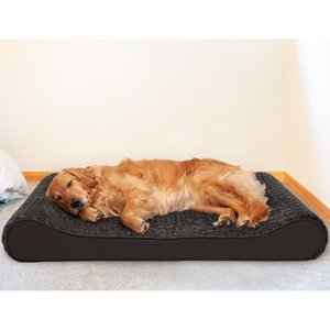 FurHaven Ultra Plush Luxe Lounger Cooling Gel Dog Bed w/Removable Cover, Chocolate, Jumbo