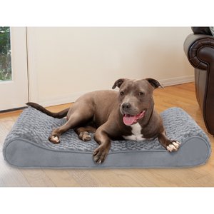 FurHaven Ultra Plush Luxe Lounger Cooling Gel Dog Bed w/Removable Cover, Gray, Large