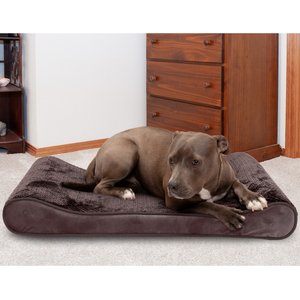 FurHaven Minky Plush Luxe Lounger Cooling Gel Dog Bed w/Removable Cover, Espresso, Large