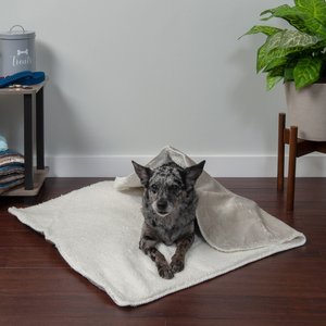 FurHaven Snuggly Warm Faux Lambswool & Terry Dog & Cat Throw Blanket, Dove, Medium