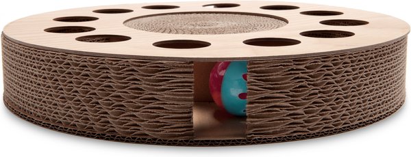 FurHaven Busy Box Corrugated Round Cat Scratcher Toy with Catnip slide 1 of 5
