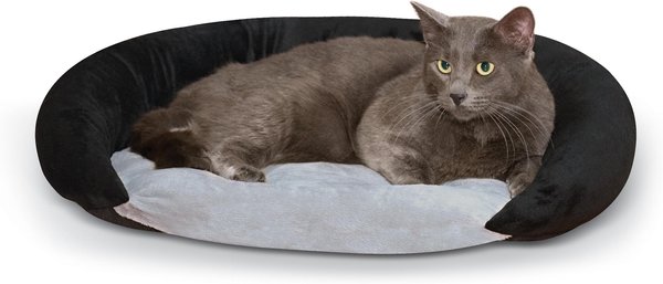 K&H Pet Products Self-Warming Bolster Dog Bed, Gray/Black slide 1 of 9