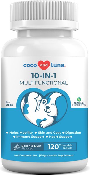 Vita Pet Coco & Luna 10-in-1 Bacon & Liver Flavored Chewable Tablet Multivitamin for Dogs, 120 count slide 1 of 8