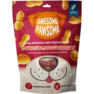 Awesome Pawsome Peanut Butter & Cranberry Dog Treats, 3-oz bag