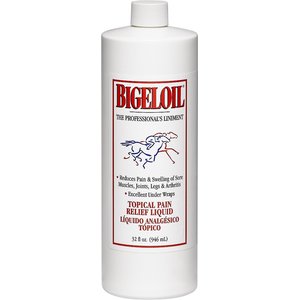 Absorbine Bigeloil Sore Muscle & Joint Pain Relief Horse Liniment Liquid, 32-oz bottle