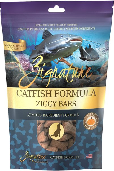 Zignature Grain-Free Catfish Formula Ziggy Bars Biscuit Dog Treats, 12-oz bag slide 1 of 6