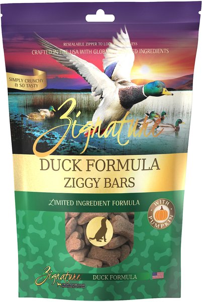 Zignature Grain-Free Duck Formula Ziggy Bars Biscuit Dog Treats, 12-oz bag slide 1 of 6