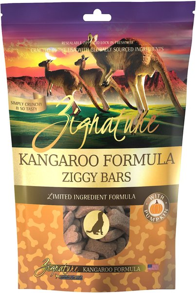 Zignature Grain-Free Kangaroo Formula Ziggy Bars Biscuit Dog Treats, 12-oz bag slide 1 of 6