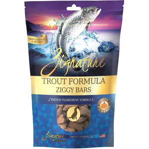 Zignature Grain-Free Trout Formula Ziggy Bars Biscuit Dog Treats, 12-oz bag