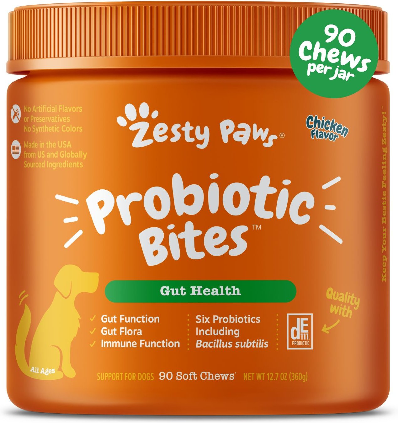ZESTY PAWS Probiotic Bites Digestion Support Chicken Flavor Chews Dog  