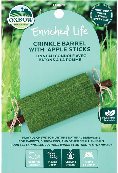 Oxbow Enriched Life Crinkle Barrel with Apple Sticks Small Animal Chew Toy slide 1 of 2