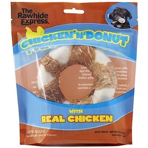 The Rawhide Express Chicken 'n Donut Dog Treat, 4-in, 4-in
