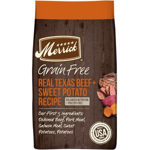 Merrick Real Texas Beef + Sweet Potato Recipe Grain-Free Chicken-Free Adult Dry Dog Food, 4-lb bag