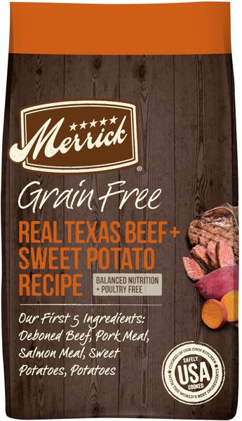 Merrick Real Texas Beef + Sweet Potato Recipe Grain-Free Chicken-Free Adult Dry Dog Food, 10-lb bag slide 1 of 9
