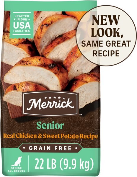 Merrick Grain-Free Senior Dry Dog Food Real Chicken & Sweet Potato Recipe, 22-lb bag slide 1 of 9