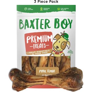 Baxter Boy Premium Pork Femur Bone Dog Treats, 3 count