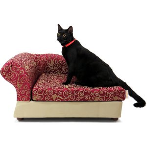 Moots Cleopatra Chaise Lounge Sofa Cat & Dog Bed w/Removable Cover, Medium, Burgundy Red